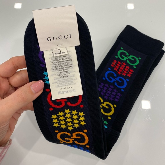 Gucci Psychedelic Multicolor Rainbow GG Logo Socks - Picture 7 of 10